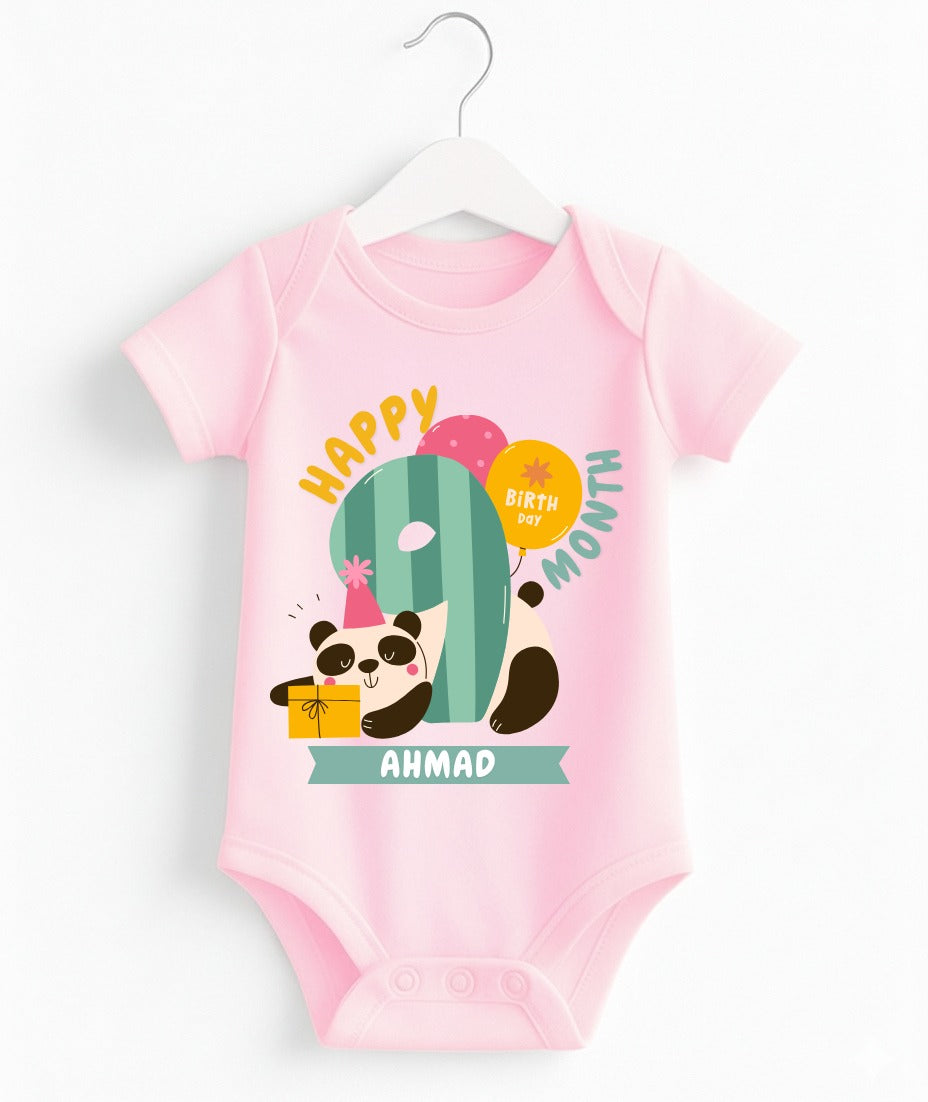 Happy 9th Month Baby Romper | Personalized Name Print