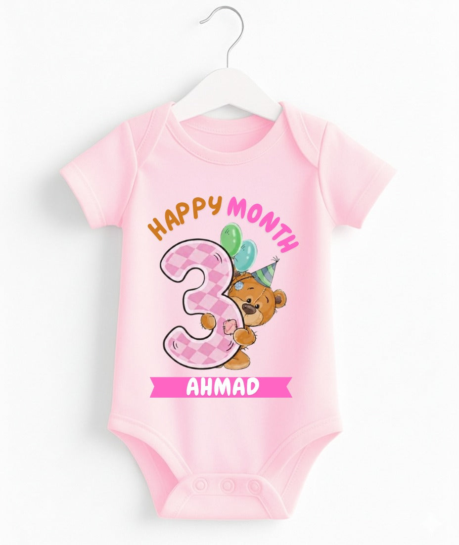 Happy 3rd Month Baby Romper | Personalized Name Print
