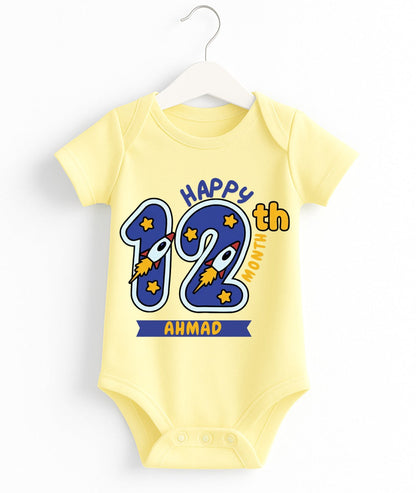 Happy 12th Month Baby Romper | Personalized Name Print
