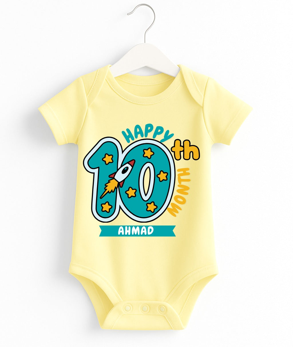 Happy 10th Month Baby Romper | Personalized Name Print
