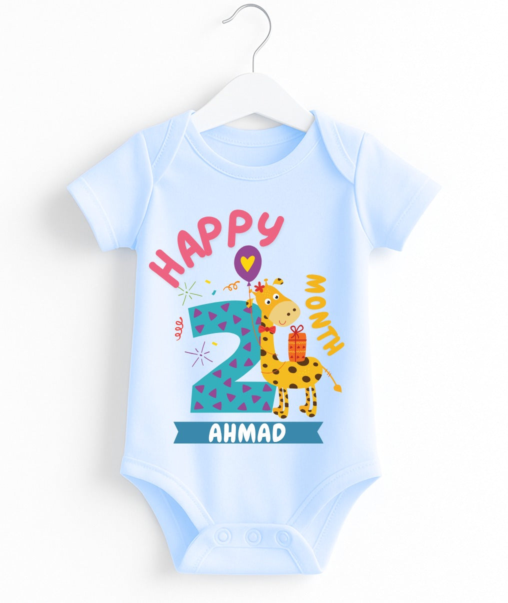 Happy 2nd Month Baby Romper | Personalized Name Print