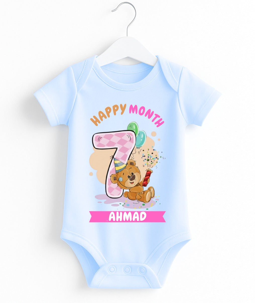 Happy 7th Month Baby Romper | Personalized Name Print