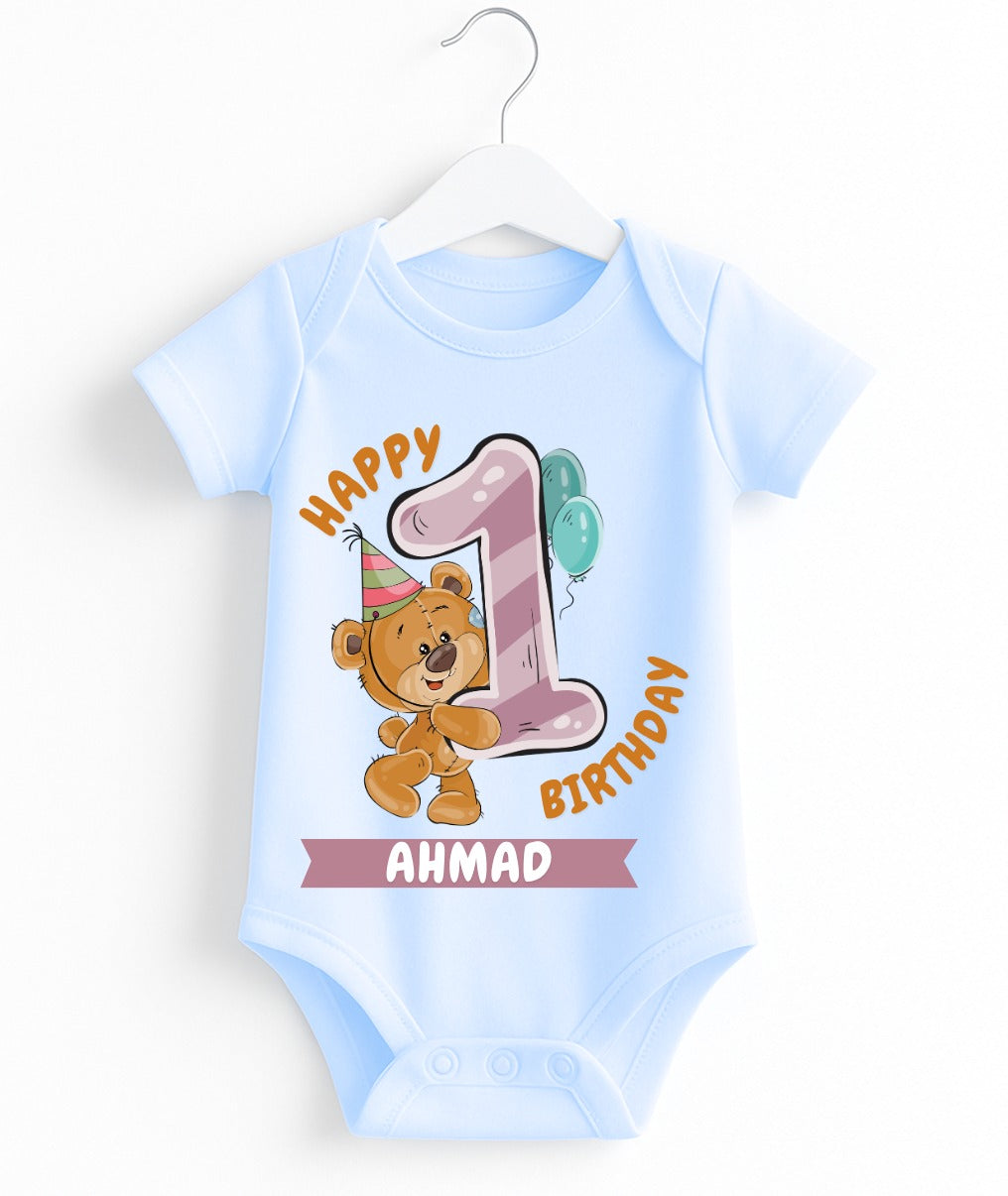 Custom Name 1st Birthday Baby Romper