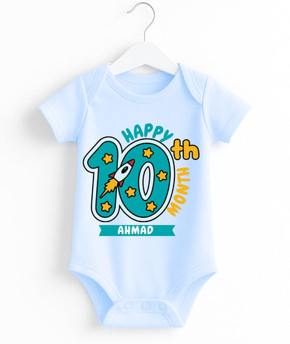 Happy 10th Month Baby Romper | Personalized Name Print