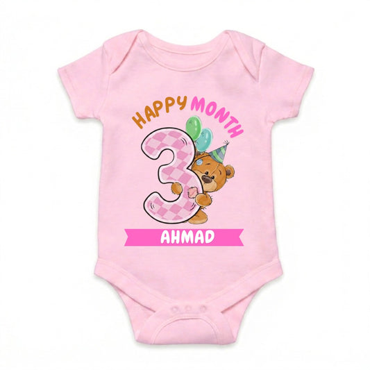 Happy 3rd Month Baby Romper | Personalized Name Print
