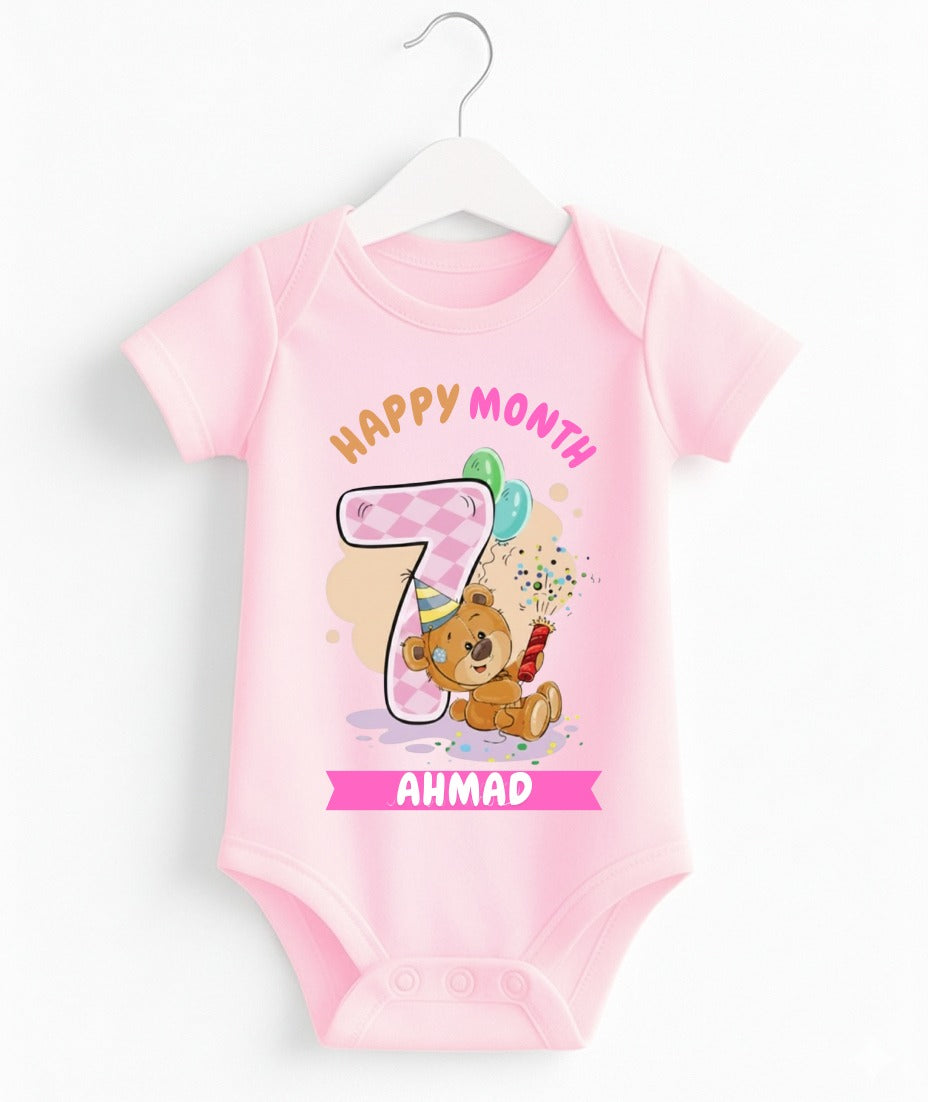 Happy 7th Month Baby Romper | Personalized Name Print