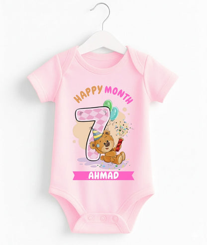 Happy 7th Month Baby Romper | Personalized Name Print