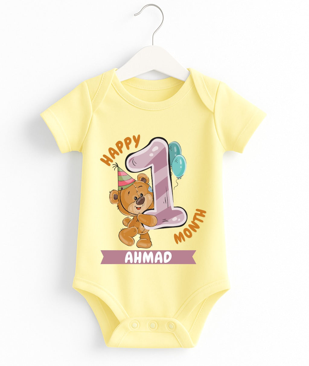 Happy 1st Month Baby Romper | Personalized Name Print