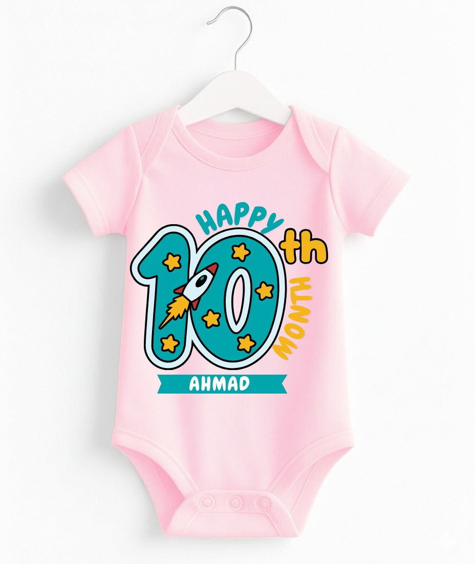 Happy 10th Month Baby Romper | Personalized Name Print