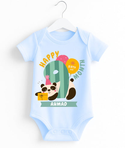 Happy 9th Month Baby Romper | Personalized Name Print