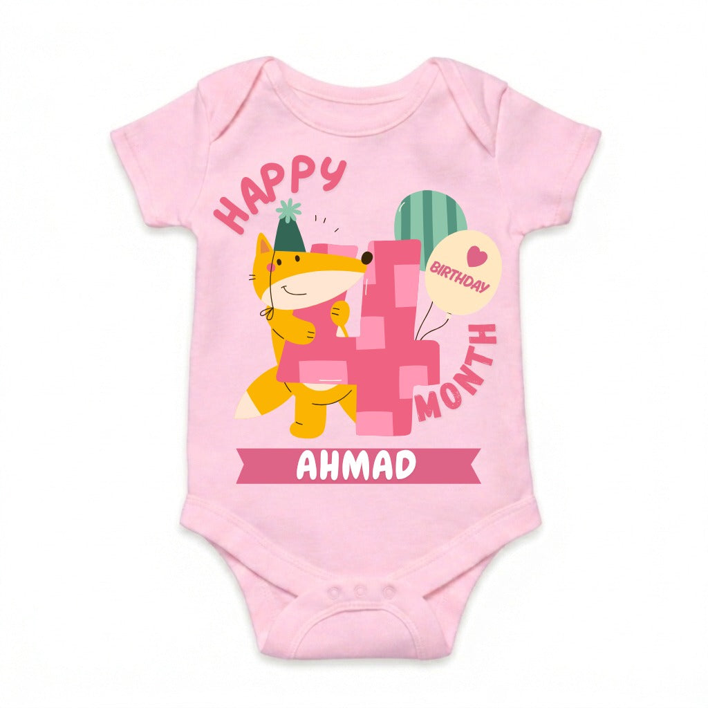 Happy 4th Month Baby Romper | Personalized Name Print