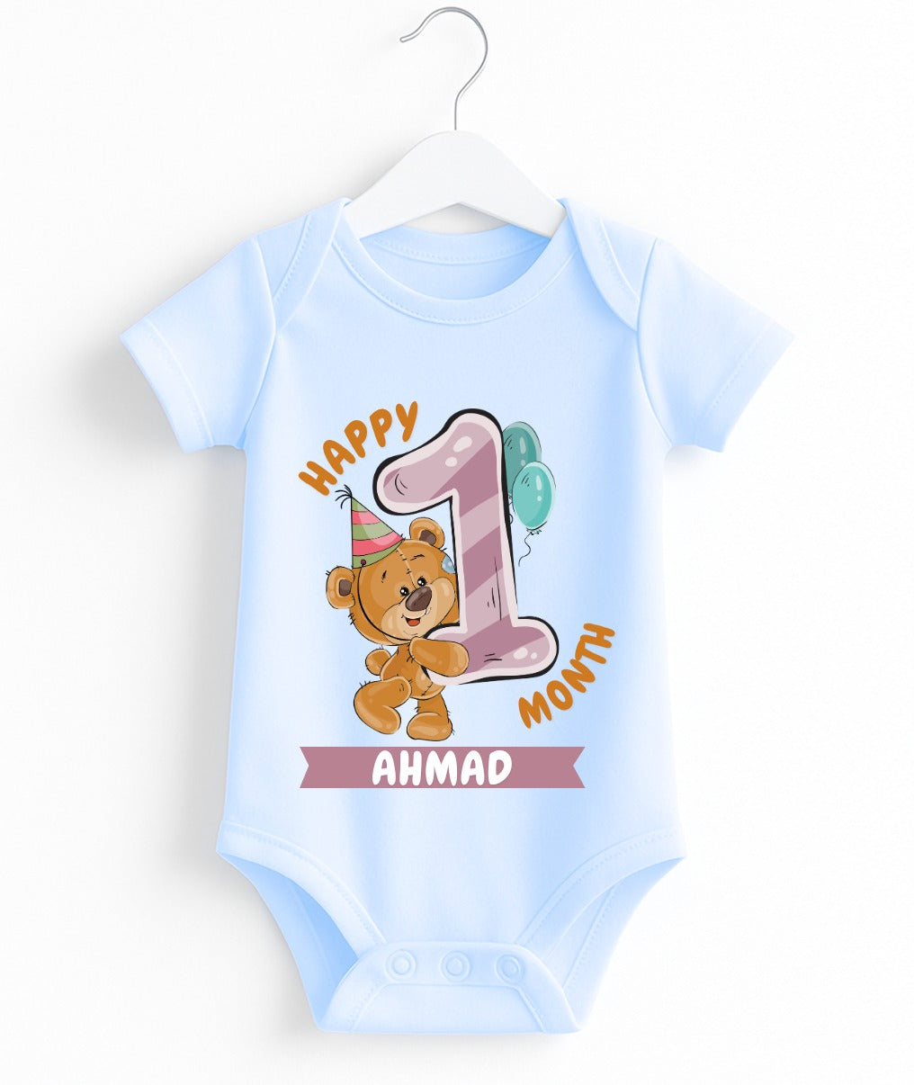 Happy 1st Month Baby Romper | Personalized Name Print