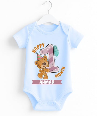 Happy 1st Month Baby Romper | Personalized Name Print
