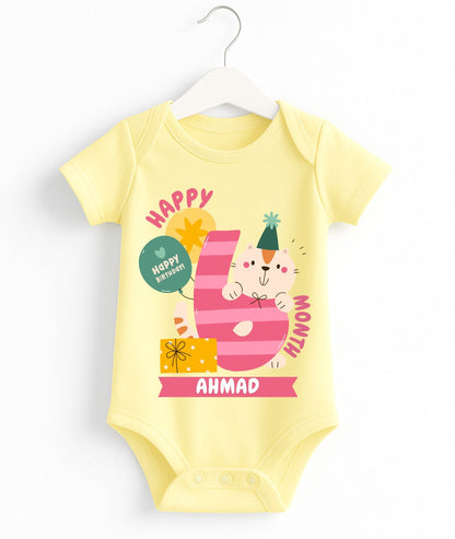 Happy 6th Month Baby Romper | Personalized Name Print