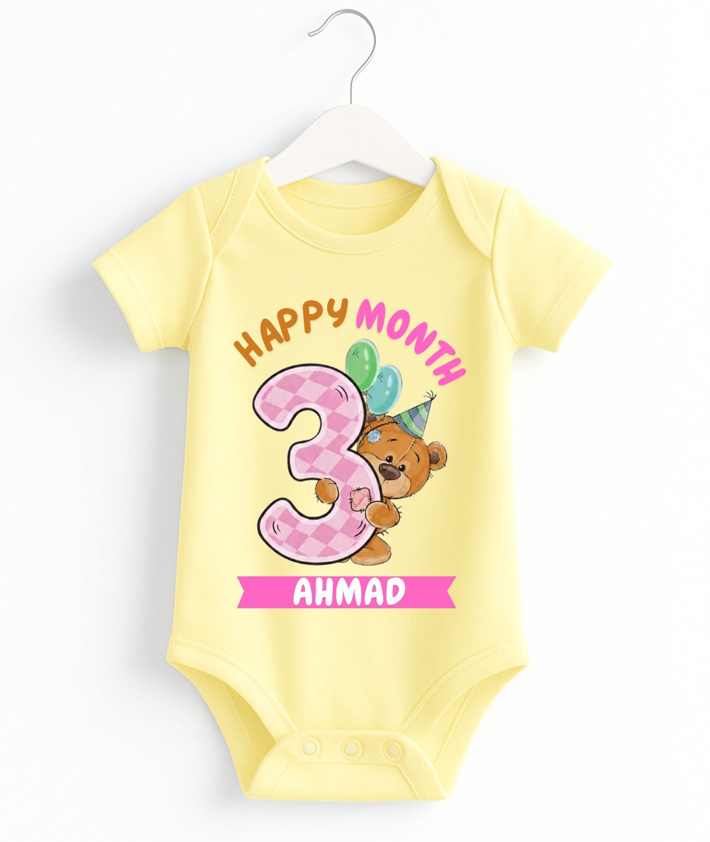 Happy 3rd Month Baby Romper | Personalized Name Print