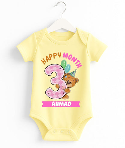 Happy 3rd Month Baby Romper | Personalized Name Print
