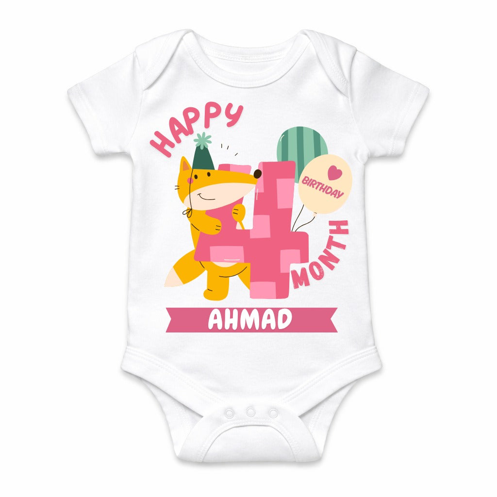 Happy 4th Month Baby Romper | Personalized Name Print