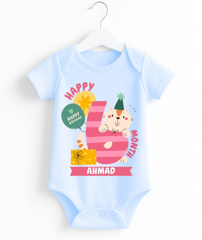 Happy 6th Month Baby Romper | Personalized Name Print