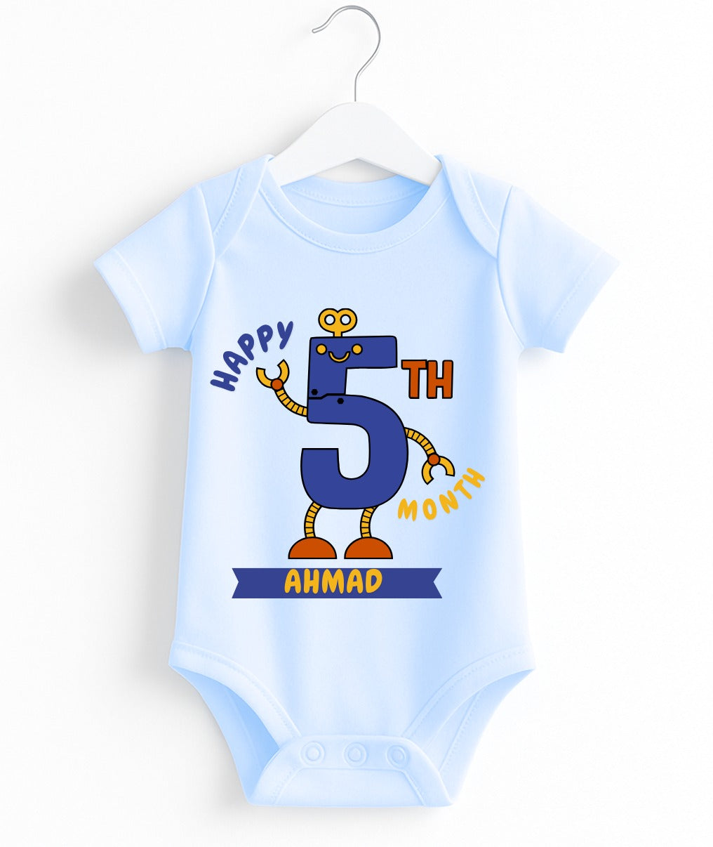Happy 5th Month Baby Romper | Personalized Name Print