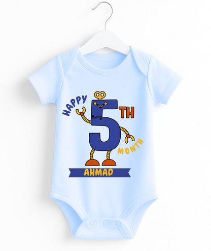 Happy 5th Month Baby Romper | Personalized Name Print