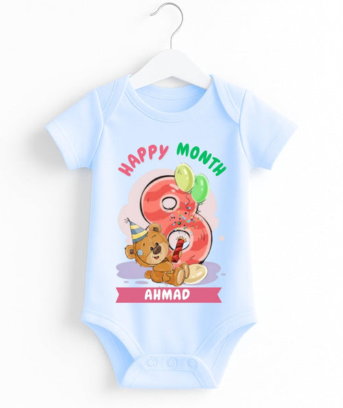 Happy 8th Month Baby Romper | Personalized Name Print