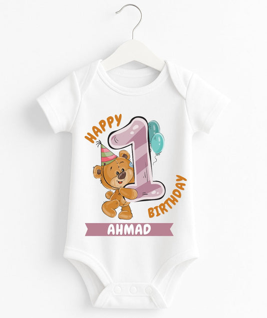 Custom Name 1st Birthday Baby Romper