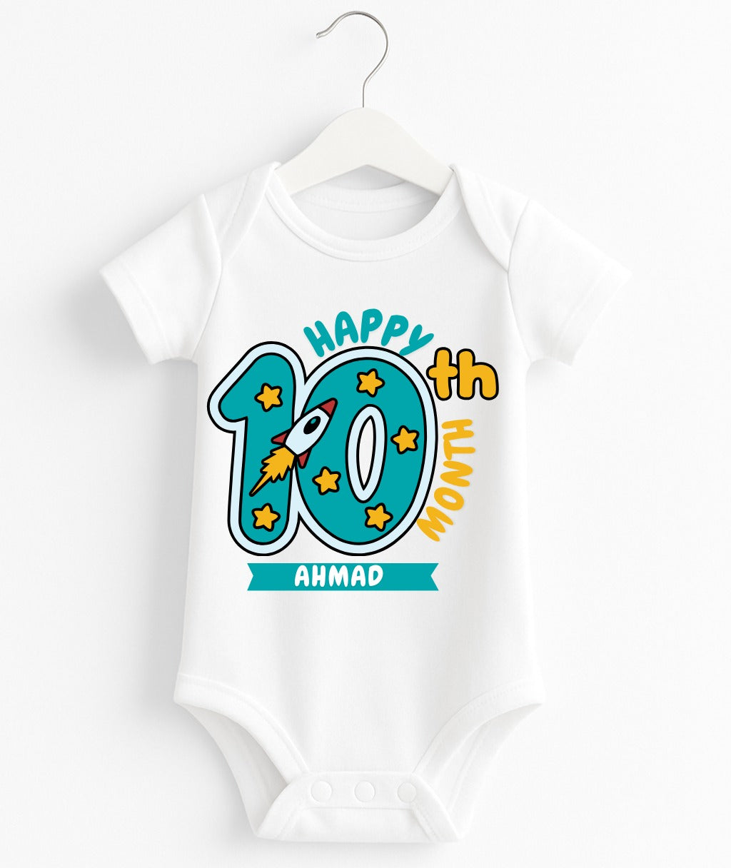 Happy 10th Month Baby Romper | Personalized Name Print