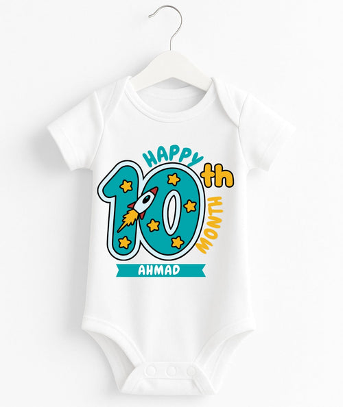 Happy 10th Month Baby Romper | Personalized Name Print