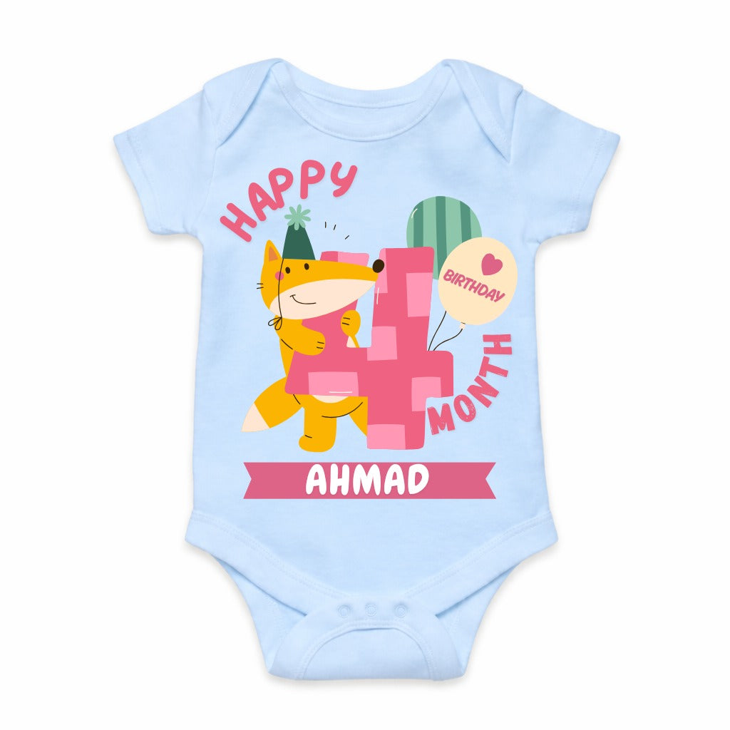 Happy 4th Month Baby Romper | Personalized Name Print