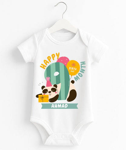 Happy 9th Month Baby Romper | Personalized Name Print