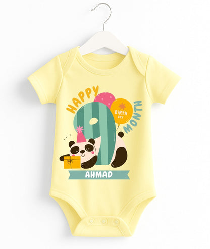 Happy 9th Month Baby Romper | Personalized Name Print