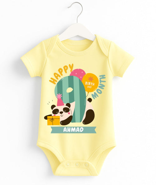 Happy 9th Month Baby Romper | Personalized Name Print