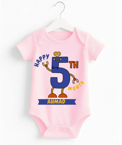Happy 5th Month Baby Romper | Personalized Name Print