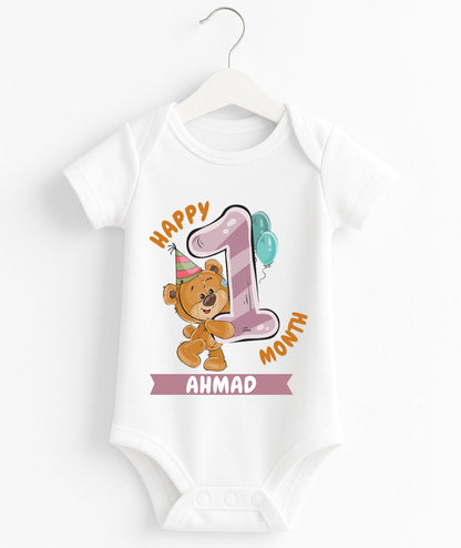 Happy 1st Month Baby Romper | Personalized Name Print