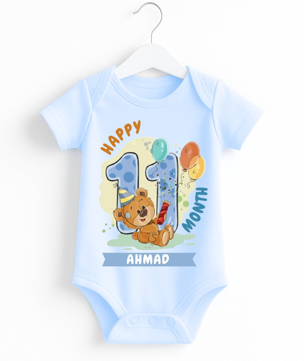 Happy 11th Month Baby Romper | Personalized Name Print
