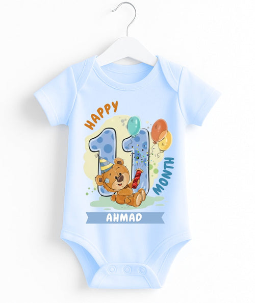 Happy 11th Month Baby Romper | Personalized Name Print