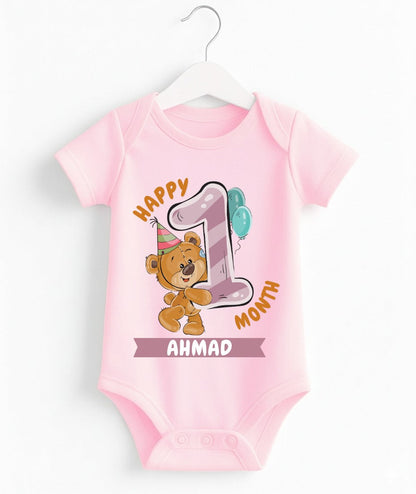 Happy 1st Month Baby Romper | Personalized Name Print
