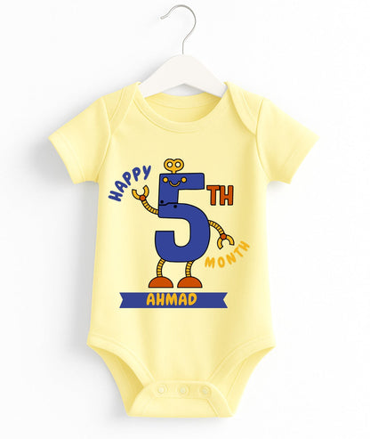 Happy 5th Month Baby Romper | Personalized Name Print