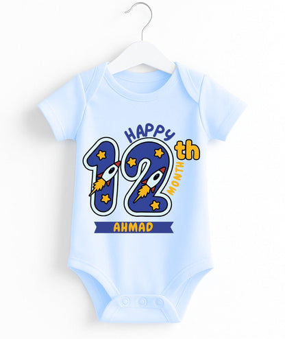 Happy 12th Month Baby Romper | Personalized Name Print