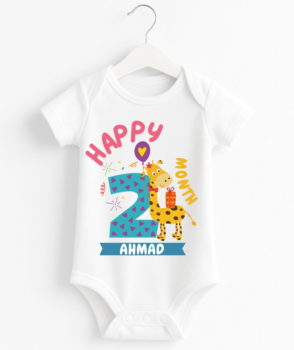 Happy 2nd Month Baby Romper | Personalized Name Print
