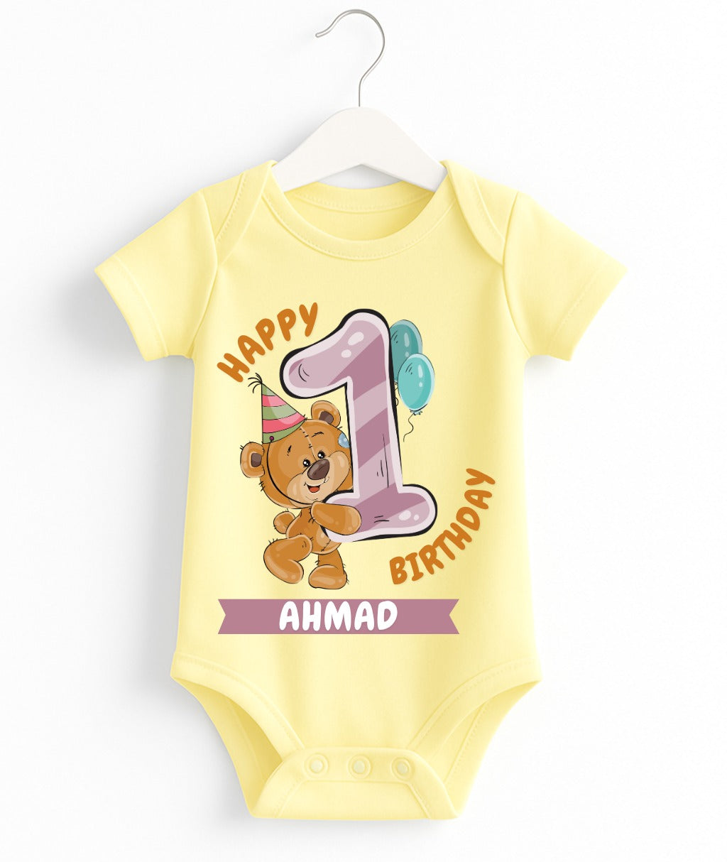 Custom Name 1st Birthday Baby Romper
