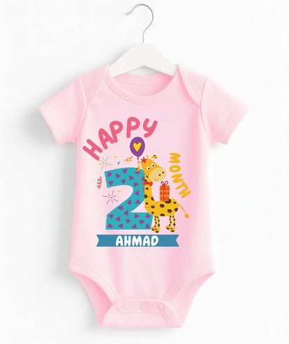 Happy 2nd Month Baby Romper | Personalized Name Print