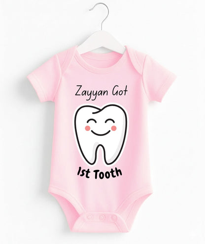 Custom Name 1st Tooth Baby Romper