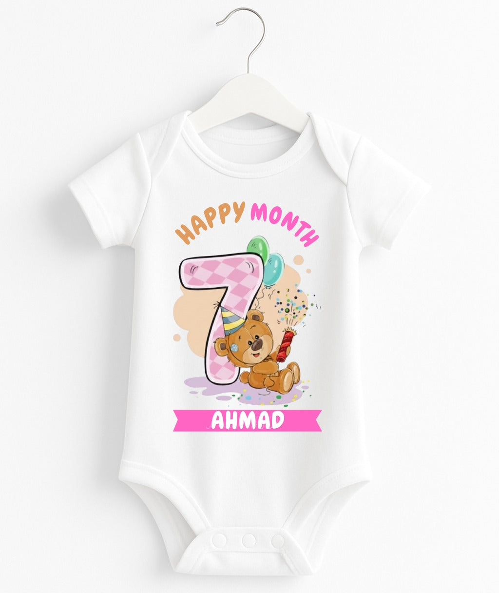 Happy 7th Month Baby Romper | Personalized Name Print