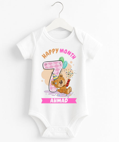 Happy 7th Month Baby Romper | Personalized Name Print