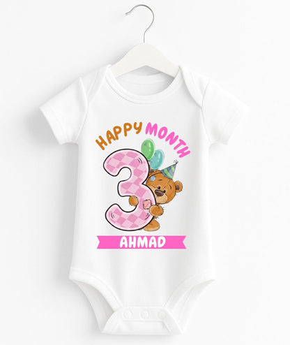 Happy 3rd Month Baby Romper | Personalized Name Print