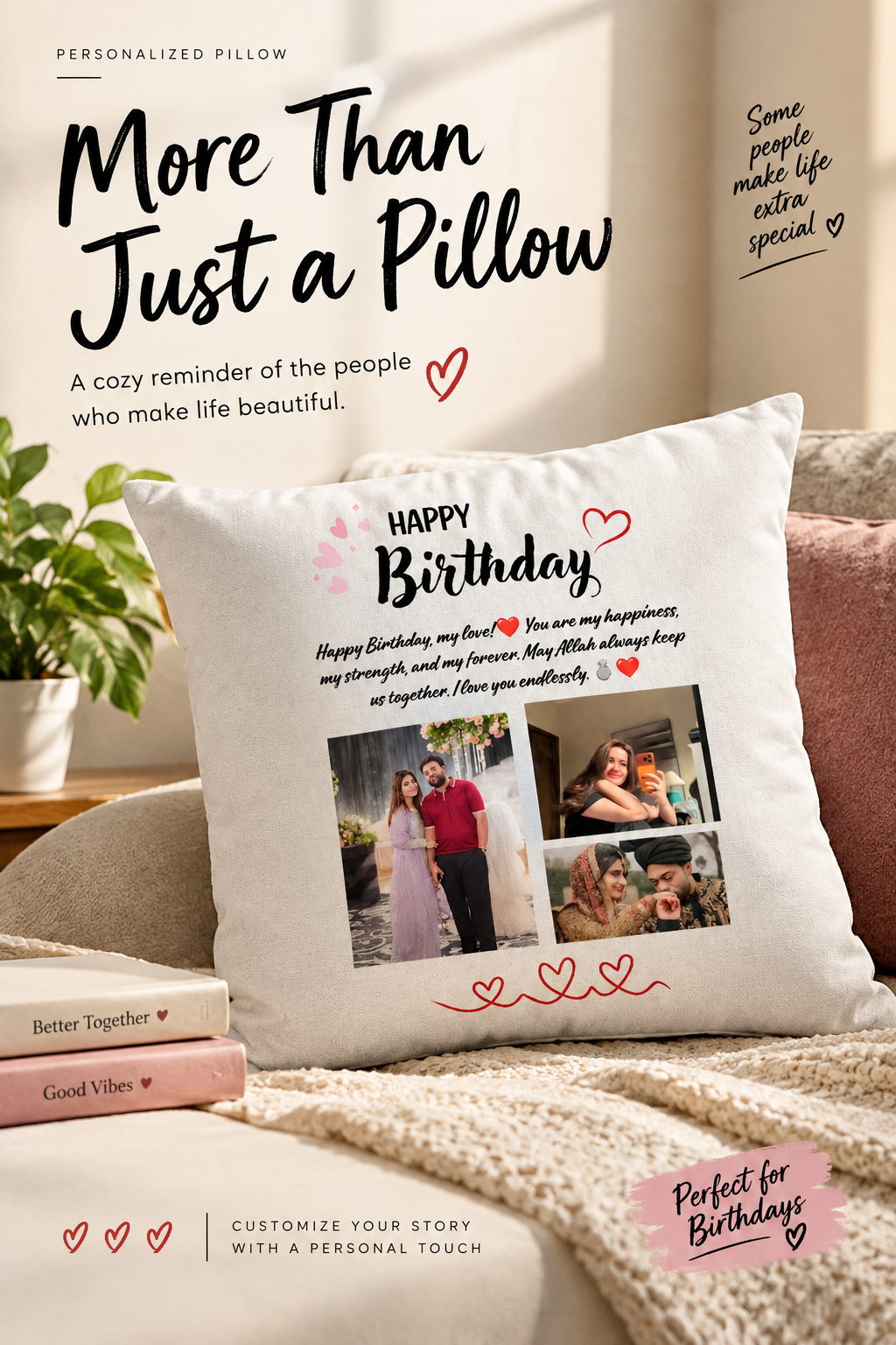 Personalized Birthday Photo Pillow