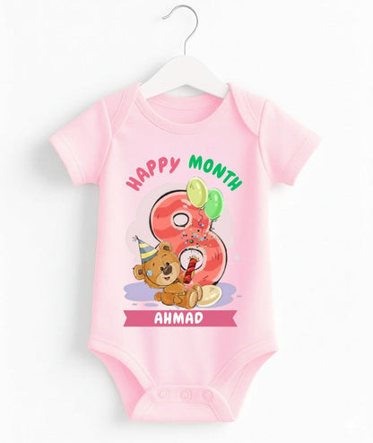 Happy 8th Month Baby Romper | Personalized Name Print