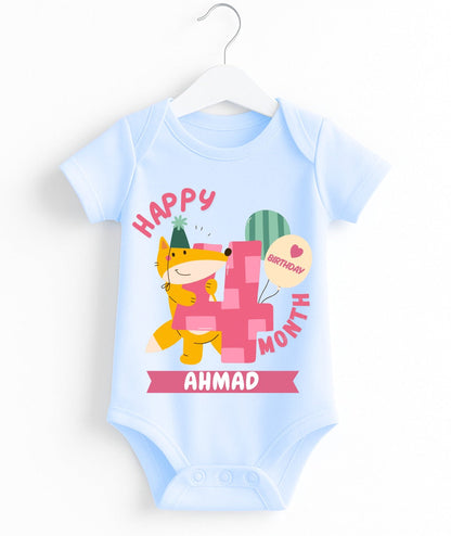 Happy 4th Month Baby Romper | Personalized Name Print