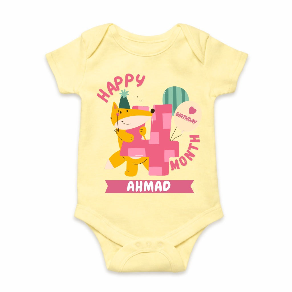 Happy 4th Month Baby Romper | Personalized Name Print